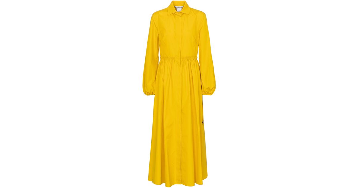 Max Mara Bairo Cotton Shirt Dress in Yellow | Lyst