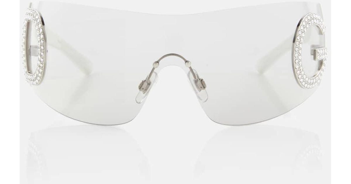 Dolce & Gabbana Re-Edition Shield Sunglasses in White | Lyst