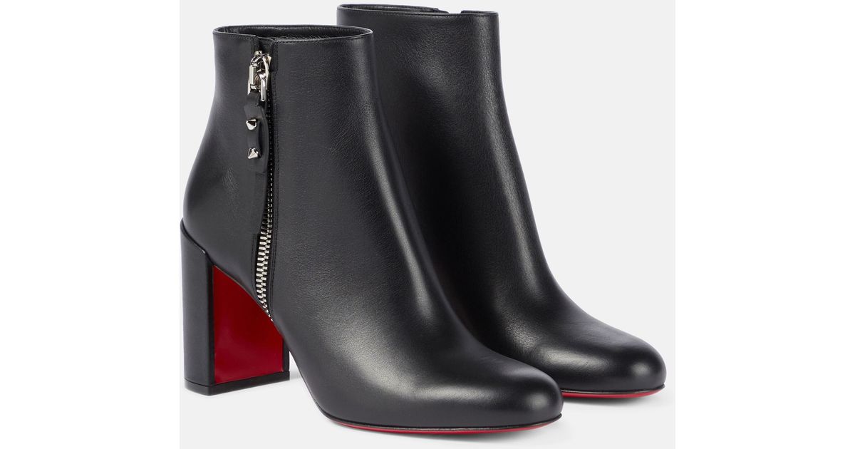 Christian Louboutin Ziptotal 85 Leather Ankle Boots in Black Lyst
