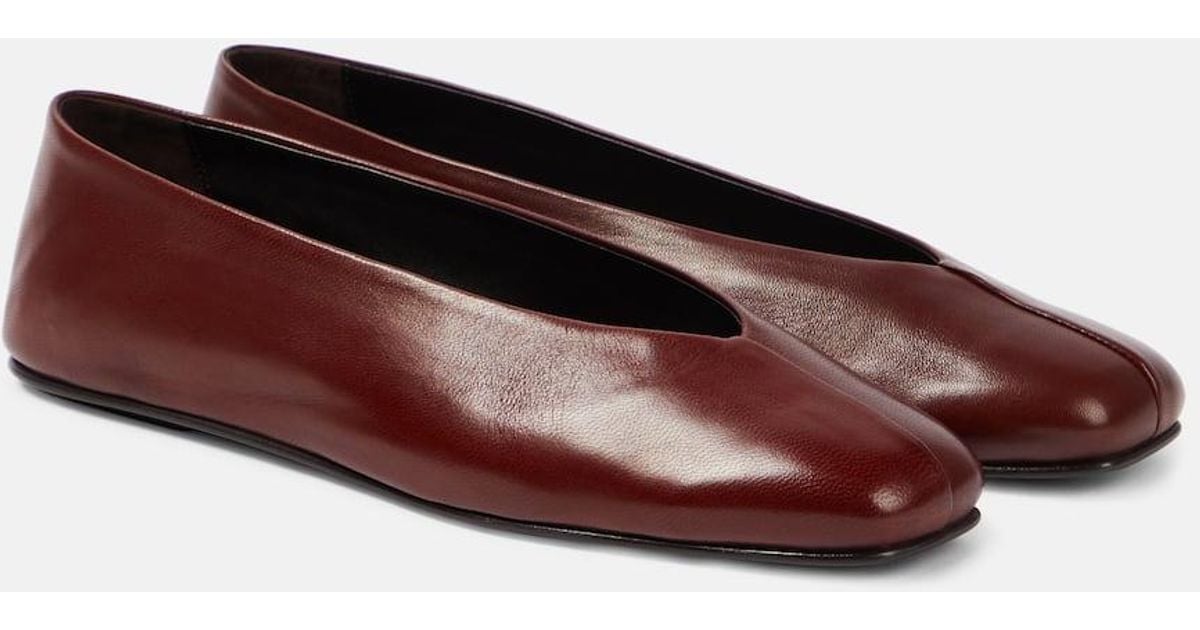 The Row Eva Two Leather Ballet Flats in Red | Lyst Canada
