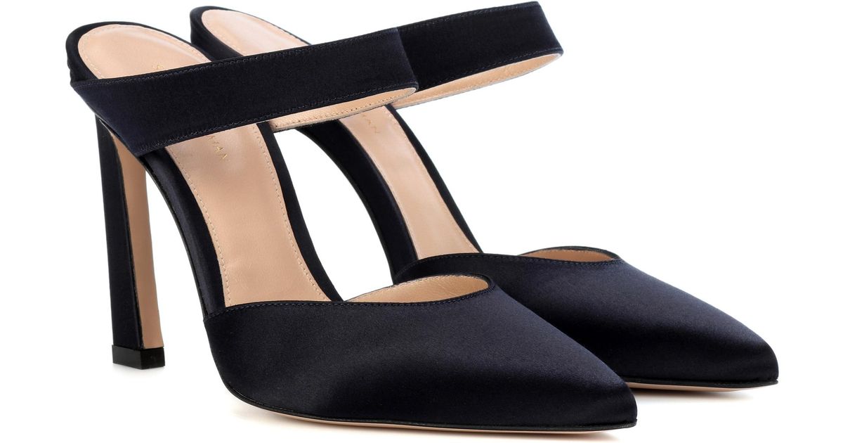 stuart weitzman satin mules