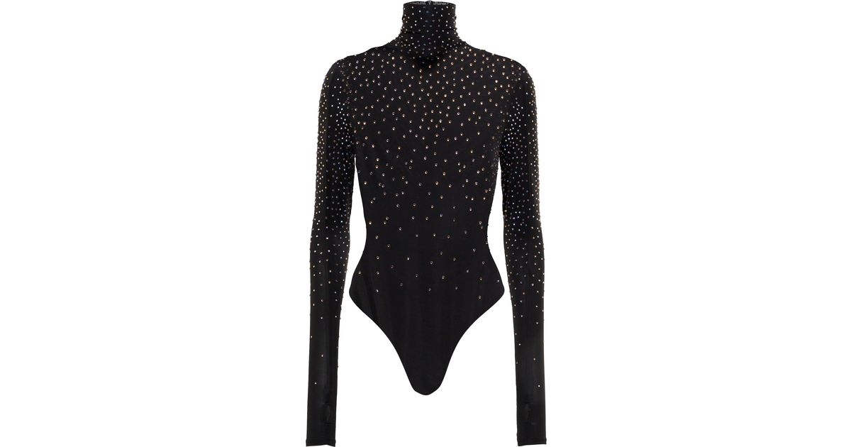 Alex Perry Sloan Crystal-embellished Bodysuit in Black | Lyst