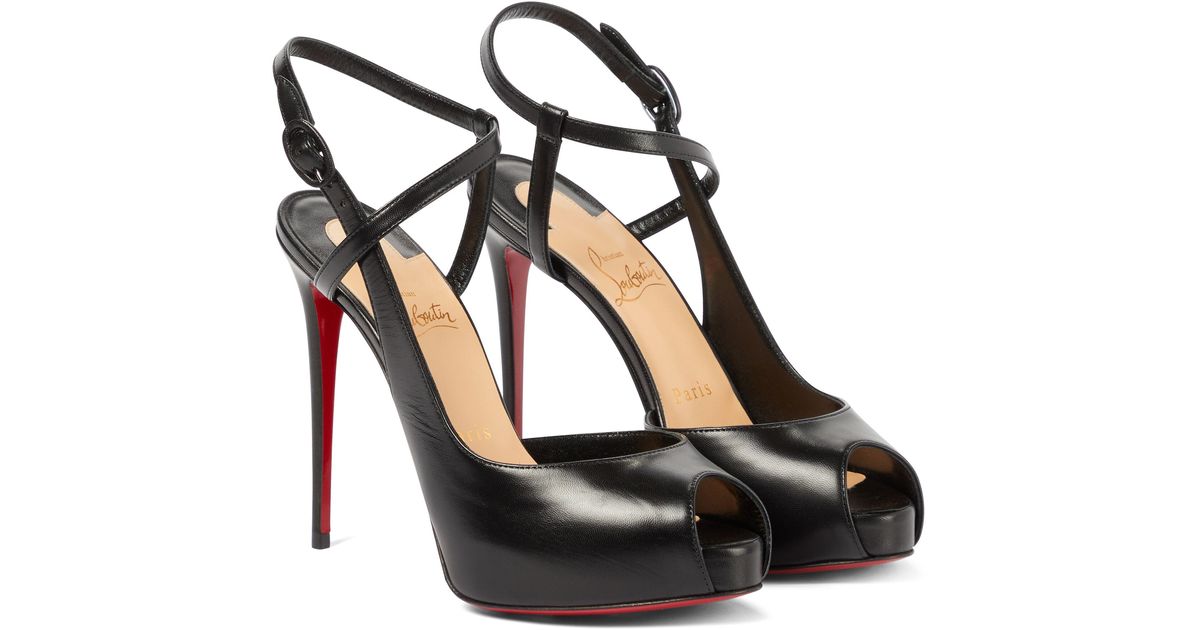 Christian Louboutin Jenlove Alta 120 Leather Peep-toe Pumps in Black | Lyst