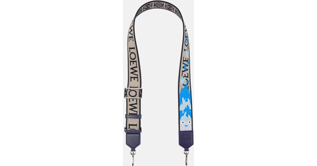 Loewe X Howl's Moving Castle Calcifer Jacquard And Leather Bag Strap in Blue Lyst UK