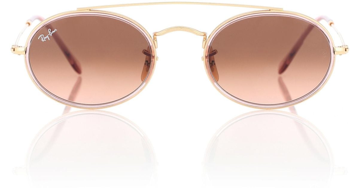 Ray-Ban Oval Double Bridge Sunglasses in Metallic | Lyst