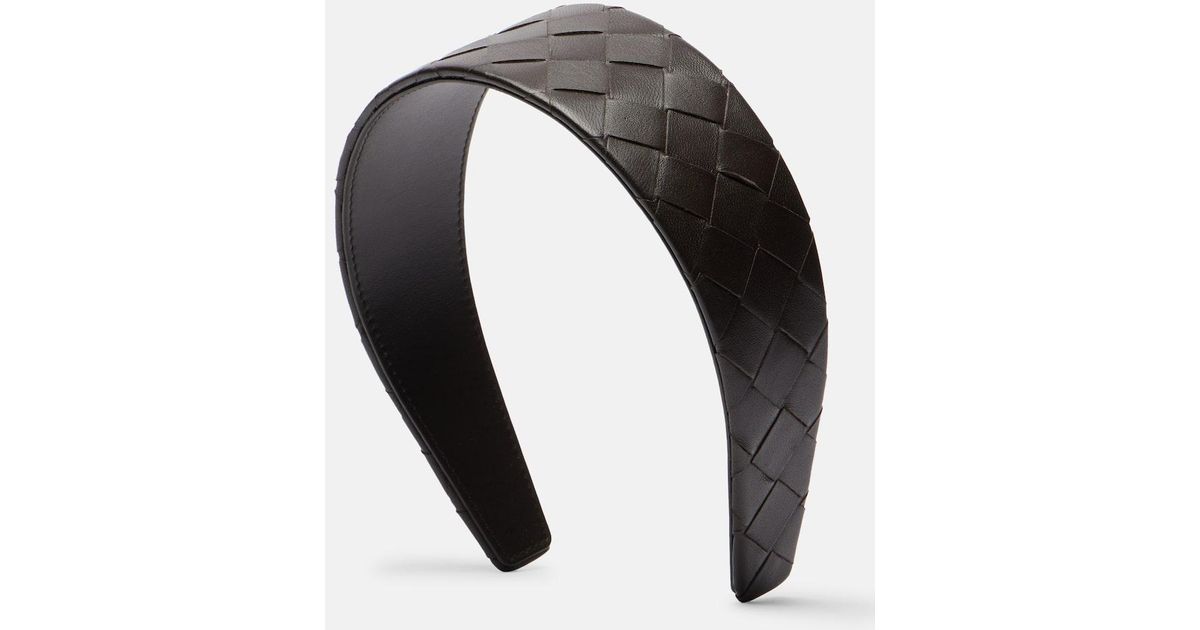 Bottega Veneta Black Woven Leather Headband BOTTEGA VENETA Intrecciato leather headband | NET-A-PORTER main image 4