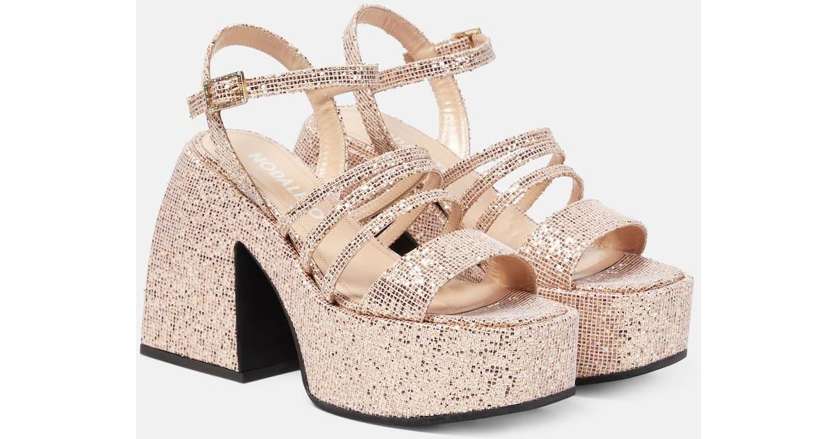 NODALETO PINK SATIN BULLA CHIBI サンダル Bulla Chibi satin platform sandals in pink - Nodaleto