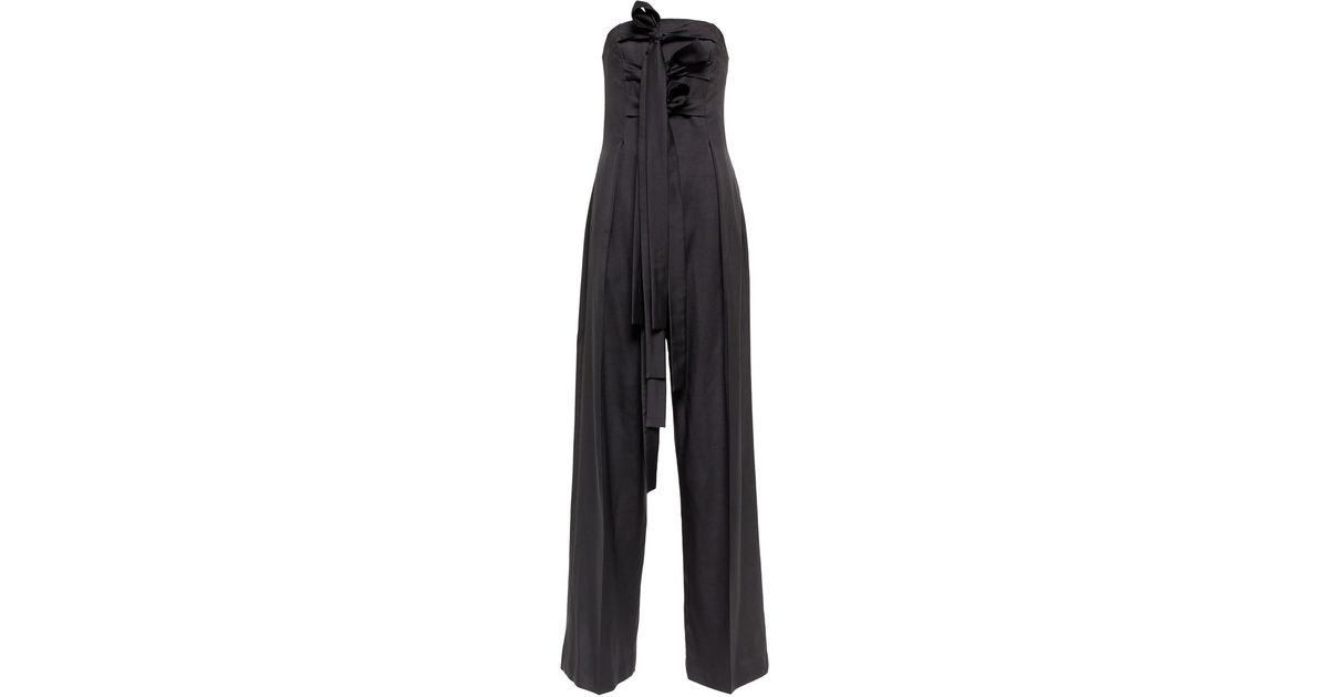 Loewe Wool And Silk Jumpsuit in Black Womens Jumpsuits and rompers Loewe Jumpsuits and rompers 