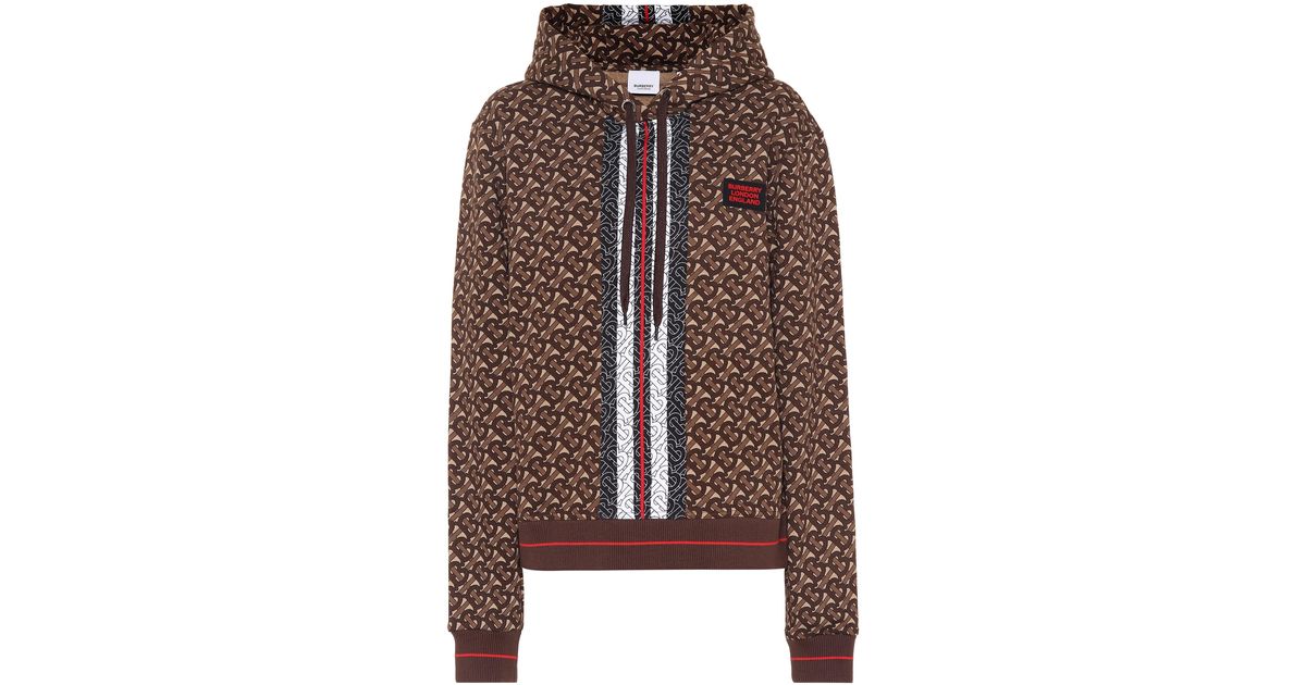 Burberry Monogram Cotton Hoodie in Brown - Lyst