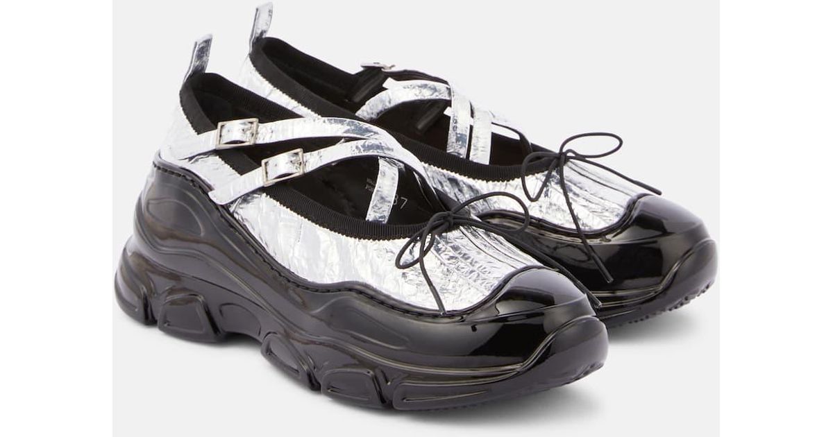 Simone Rocha Tracker Satin Flats in Black | Lyst