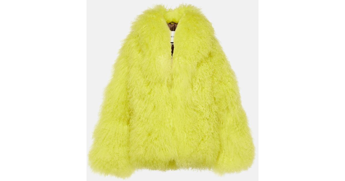 The Attico Faux Fur Cropped Coat in Yellow Lyst Canada