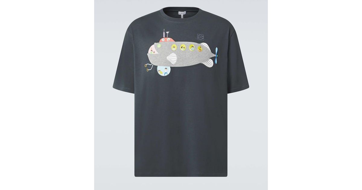 Loewe x Suna Fujita Submarine cotton jersey  Tシャツ x Suna Fujita Submarine cotton jersey T-shirt in green