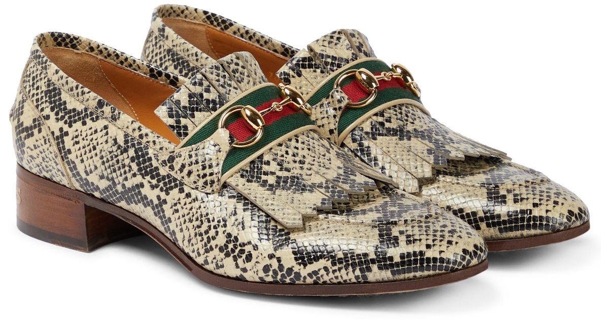 Gucci Snake effect Leather Loafers Lyst Canada