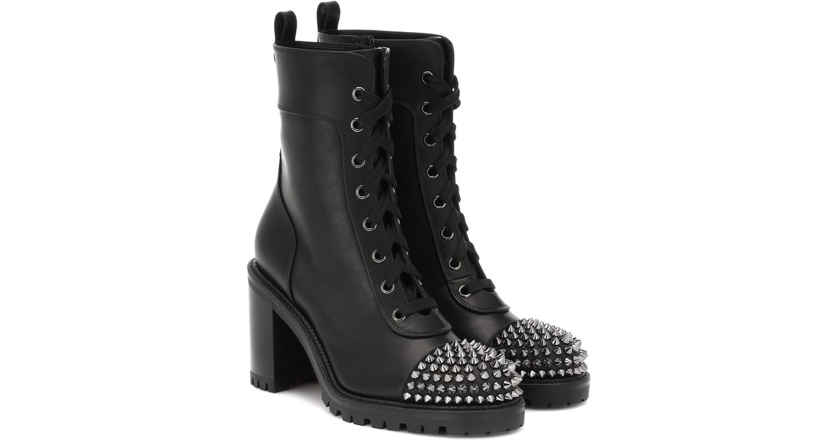 Christian Louboutin Ts Croc 70 Spiked Leather Ankle Boots in Black - Lyst