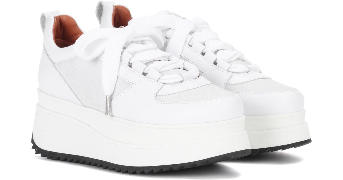 white leather platform sneakers