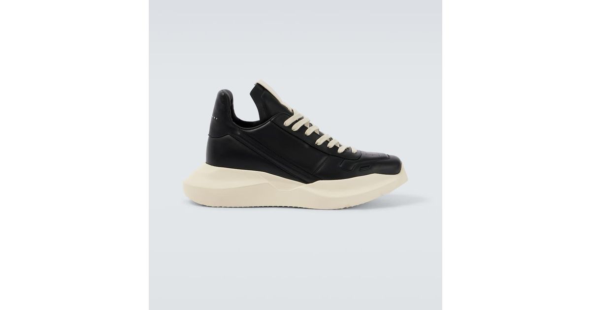 Rick Owens Geth Runner Leather Sneakers in Black for Men | Lyst