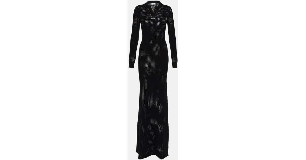 Off-White c/o Virgil Abloh High-neck Mesh Maxi Dress in Black | Lyst