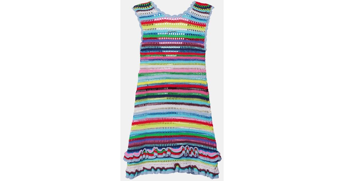 ganni multicolor crochet halterneck dress Crocheted Minidress scalloped edges and frill Wood:Natural Walnut Striped crochet wedding dress with long sleeve Destacando Uniformes Navales: ¿Azul