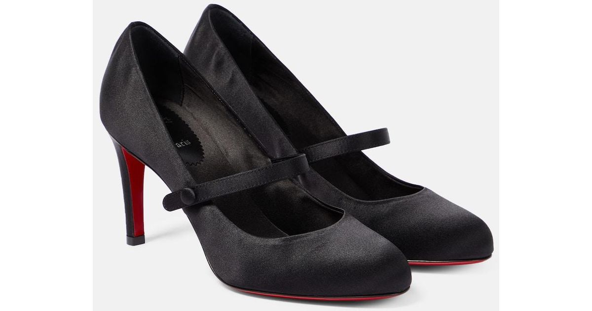 Christian Louboutin Pumppie Wallis 85 Crepe Satin Pumps in Black