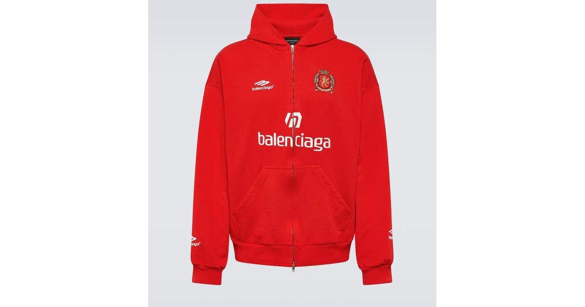 Balenciaga Kapuzenjacke Aus Baumwoll-Jersey in Rot für Herren