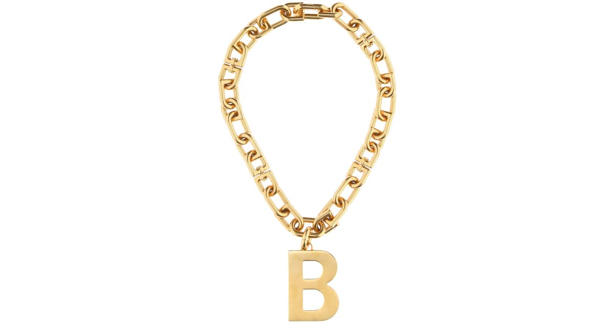 Balenciaga B Chain Necklace in Gold (Metallic) - Lyst
