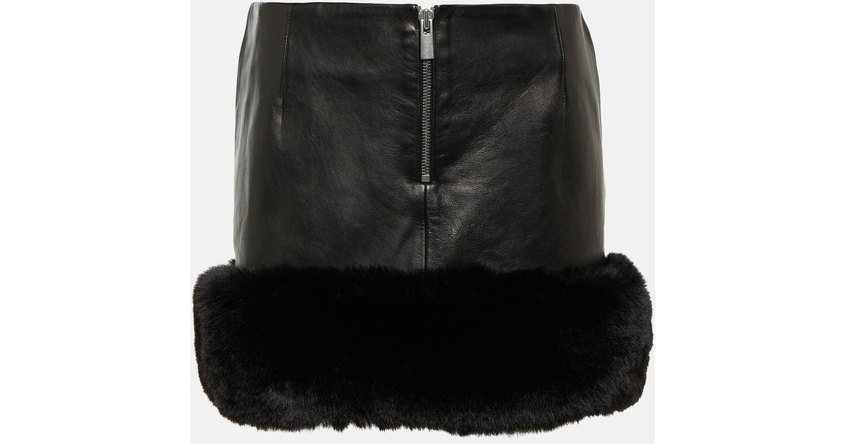 Black and white leather trim cheap skirt