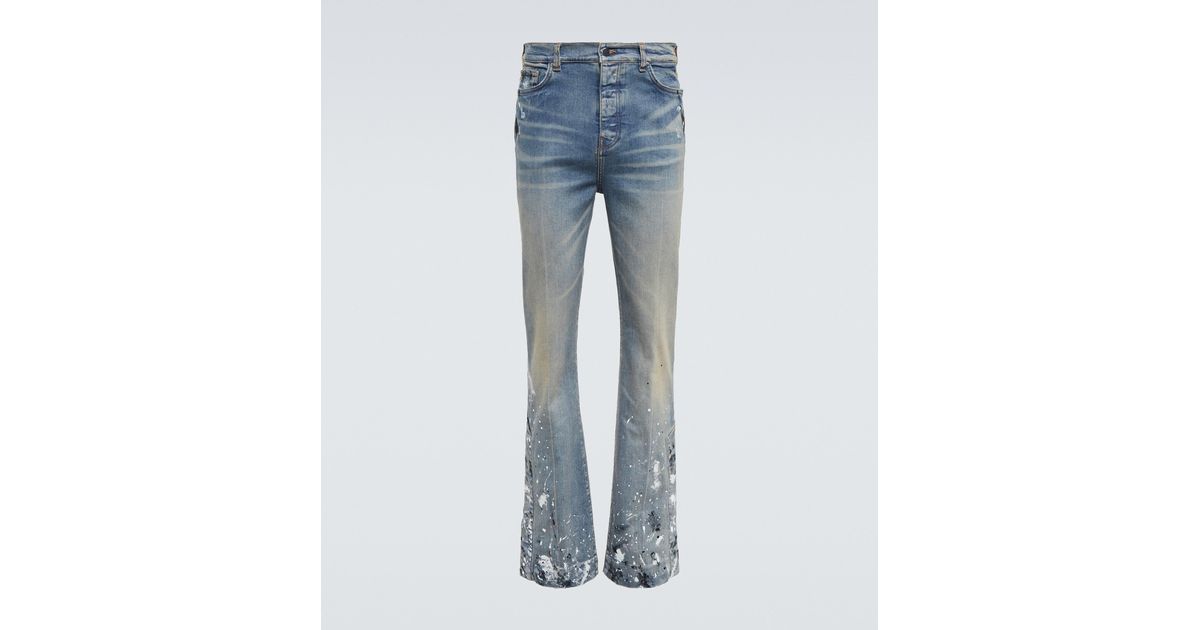 Amiri Paint Splatter Flared Jeans in Blue for Men Lyst Australia