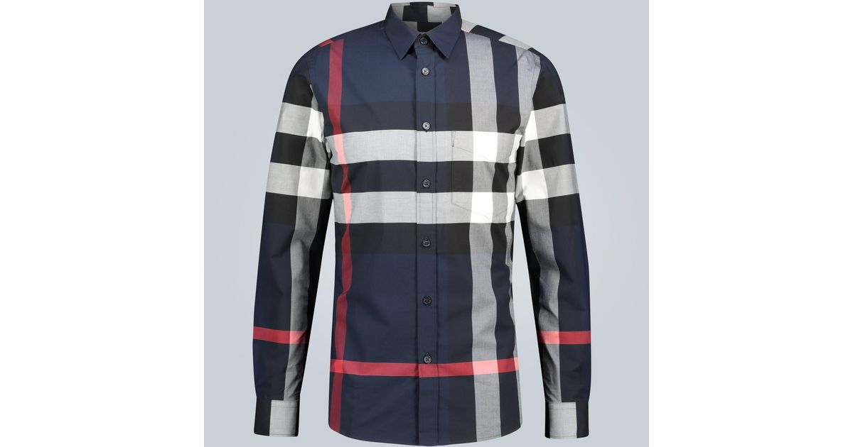 Burberry Cotton Somerton Checked Shirt in Navy ip Check (Blue) for 