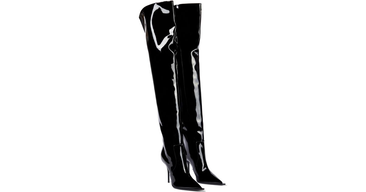 Dolce & Gabbana Black Patent Leather Mid Calf Boots Shoes