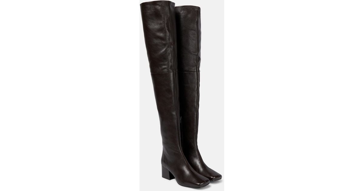Lemaire Over-the-knee Leather Boots in Black | Lyst