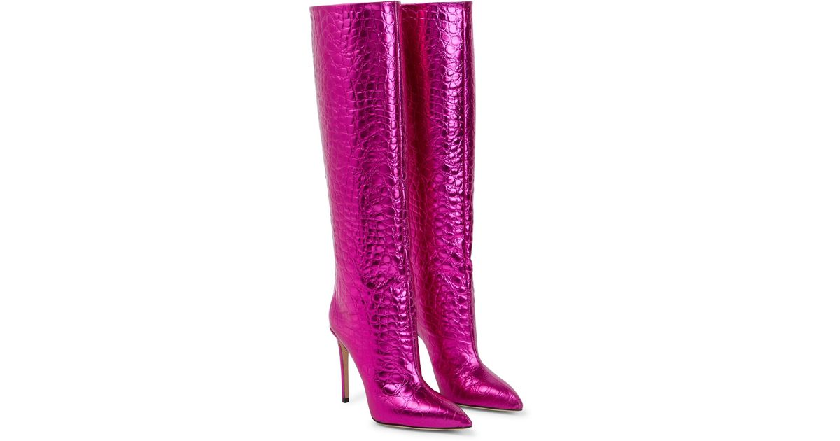 Paris Texas Metallic Leather Knee-high Boots in Pink | Lyst