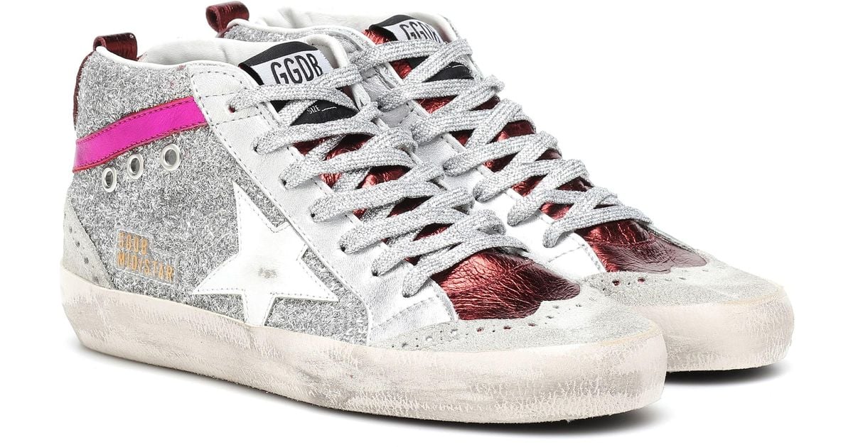 pink glitter mid star golden goose