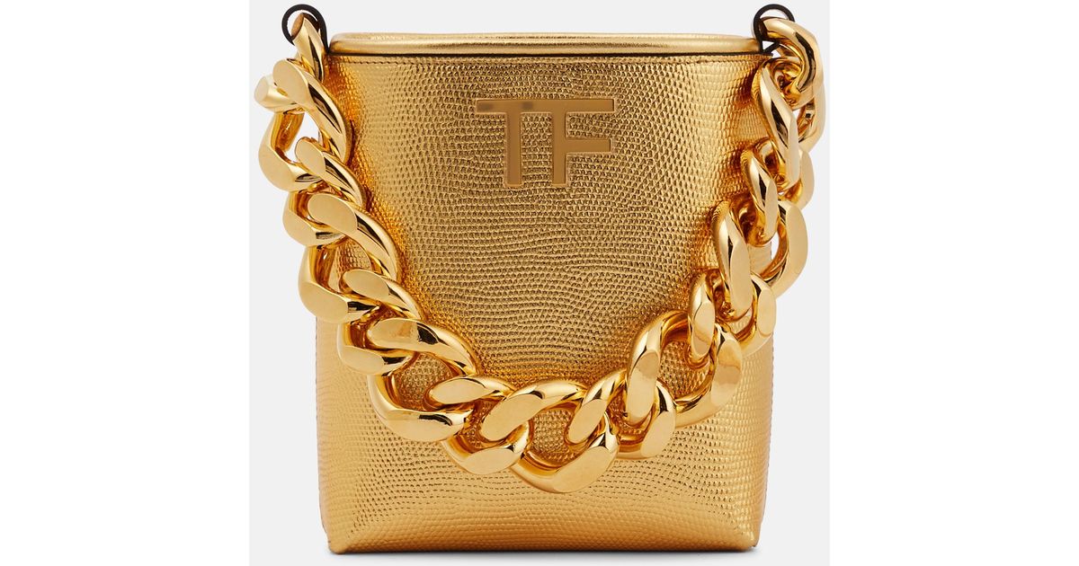 Tom Ford Tf Grained Leather Tote Bag in Metallic Lyst