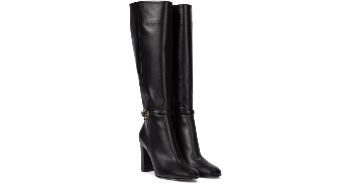 Gianvito Rossi Ribbon 85 Leather Knee-high Boots in Black - Lyst
