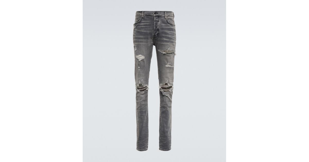 Amiri Mx1 Distressed Skinny Jeans in Grey (Gray) for Men Lyst
