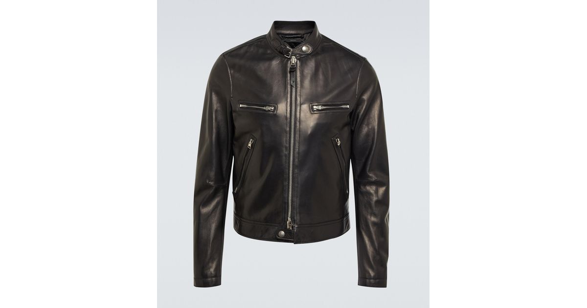 Tom Ford Leather Biker Jacket in Black for Men | Lyst