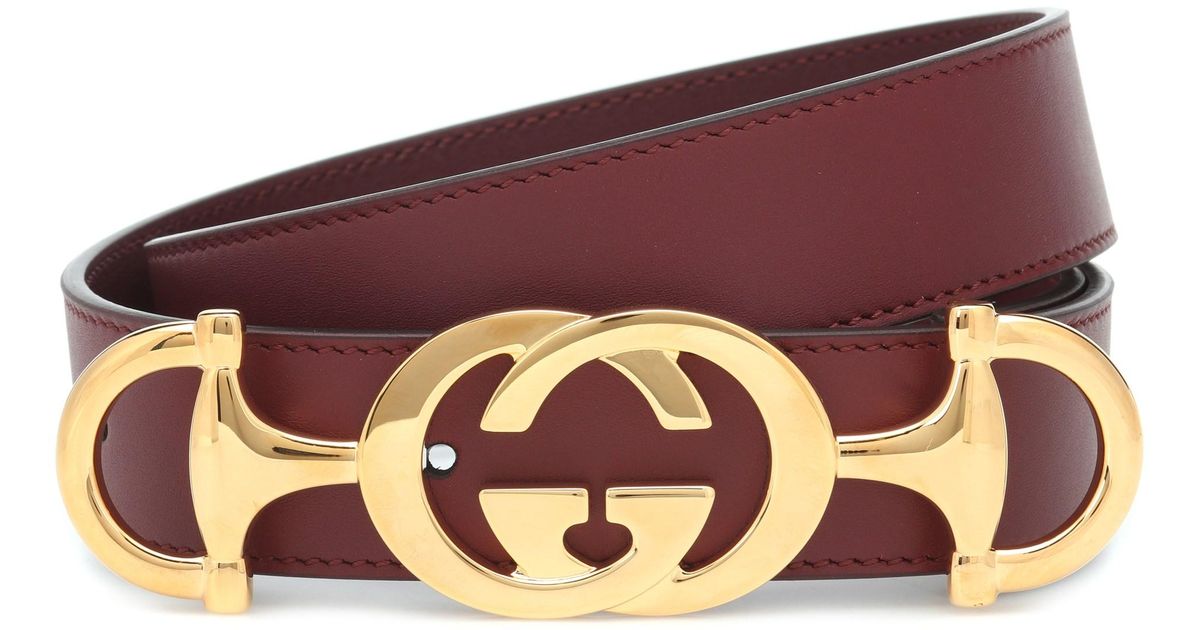 Gucci GG Horsebit Leather Belt in Vintage Bordeaux (Red) - Lyst
