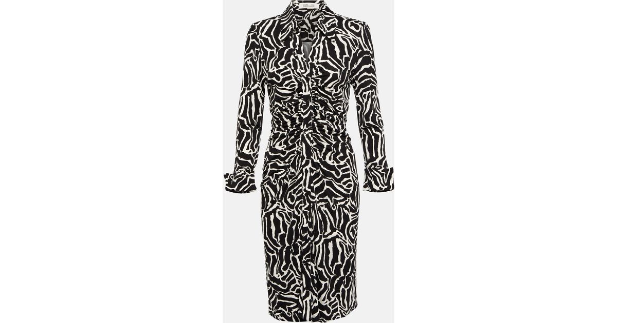 Diane von Furstenberg Sheska Printed Jersey Minidress in Black | Lyst
