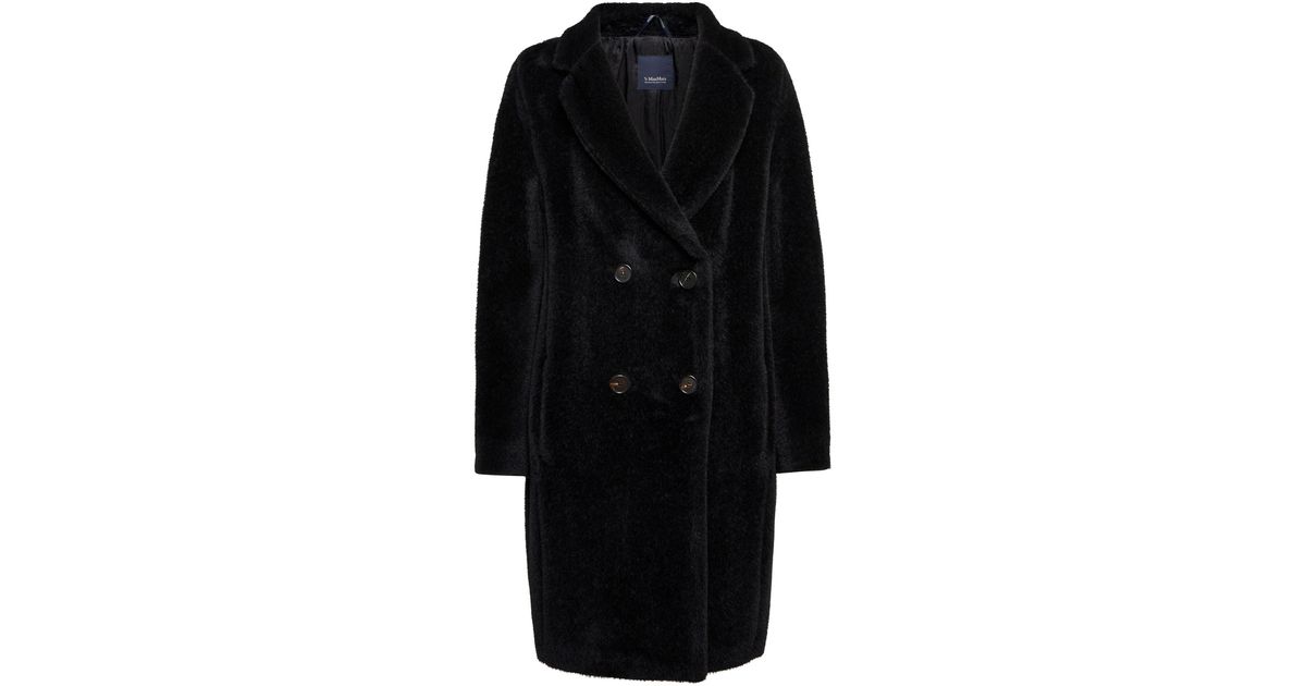 Max Mara Roseto Alpaca Wool And Wool Coat in Nero (Black) | Lyst