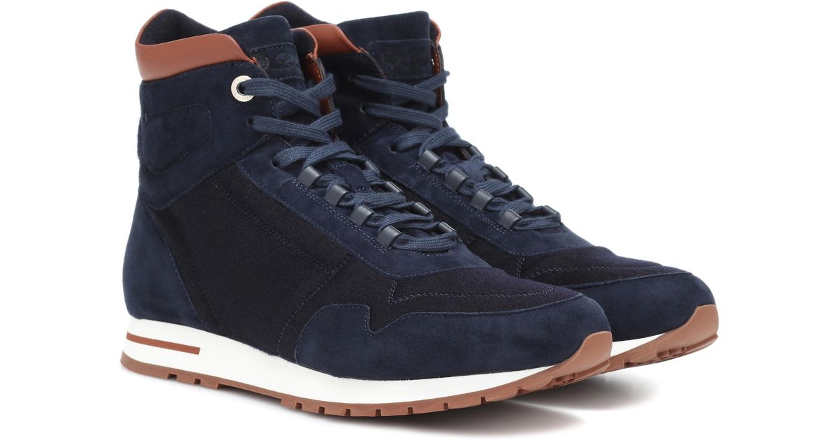 Loro Piana My Cash Storm Suede Sneakers in Navy (Blue) | Lyst