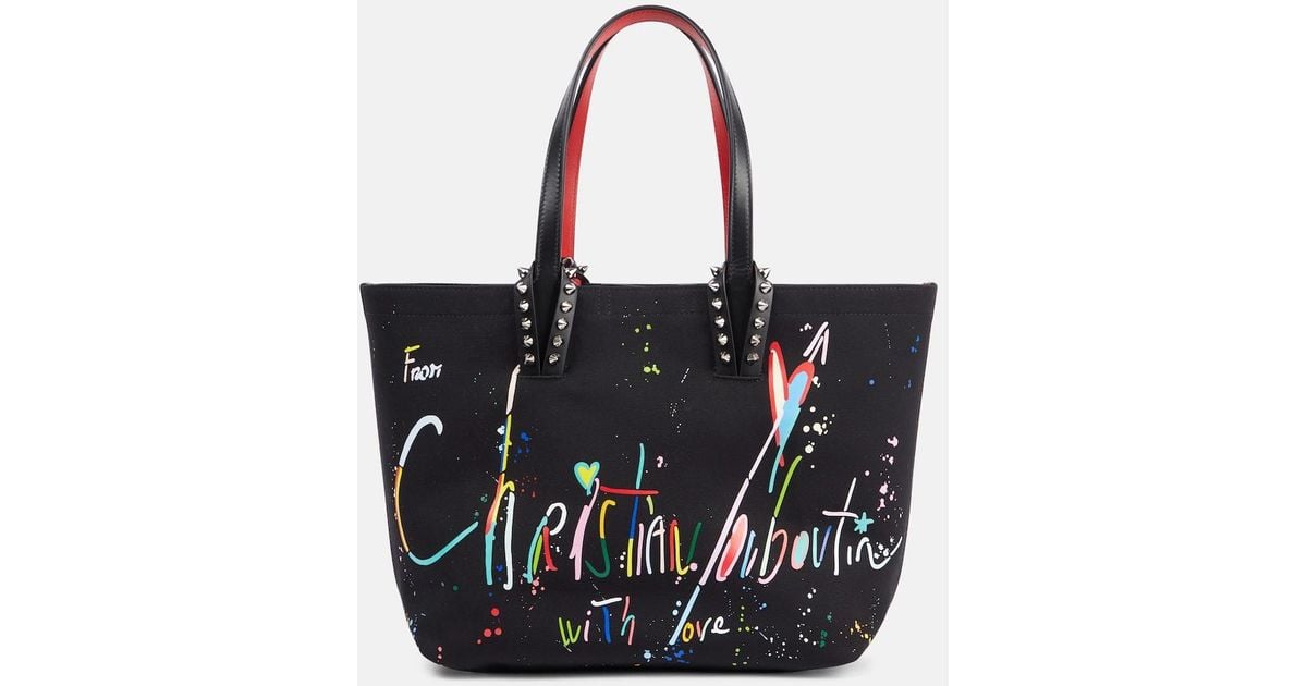 トートバッグ Cabata Large leather-trimmed canvas tote bag christian-louboutin-black-