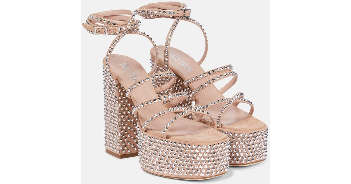 Paris Texas Holly Evita Suede Platform Sandals in Pink | Lyst