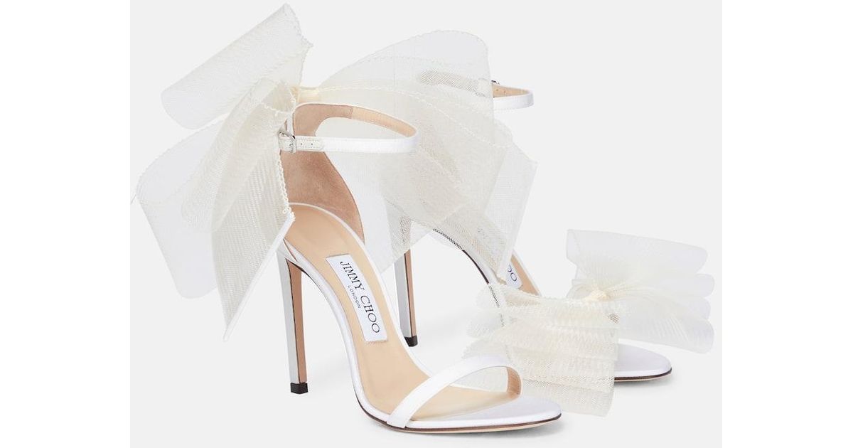 Jimmy Choo Aveline 100 Bow-Trimmed Sandals in White | Lyst Canada