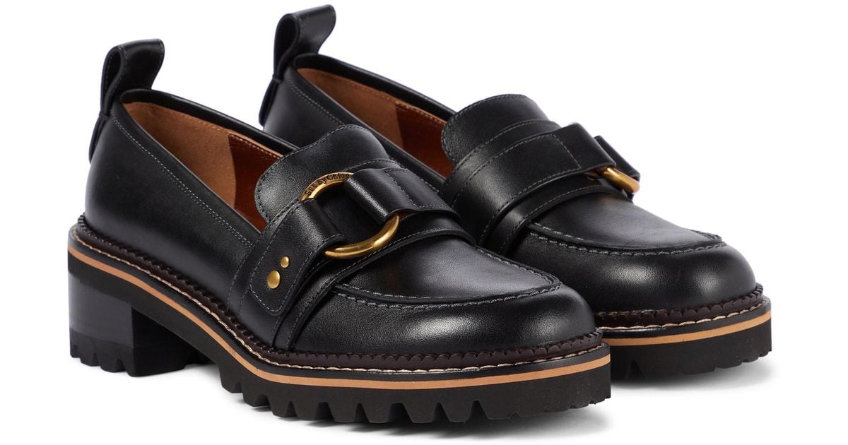 See By Chloé Erine Leather Loafers in Black | Lyst See By Chloé Erine Leather Loafers in Black | Lyst