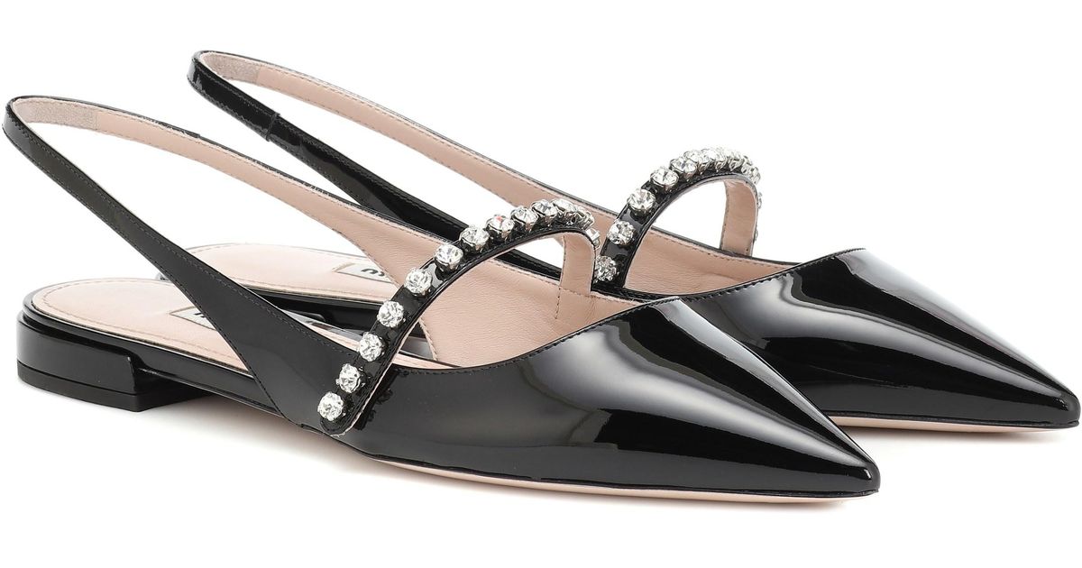 miu miu flats with crystal