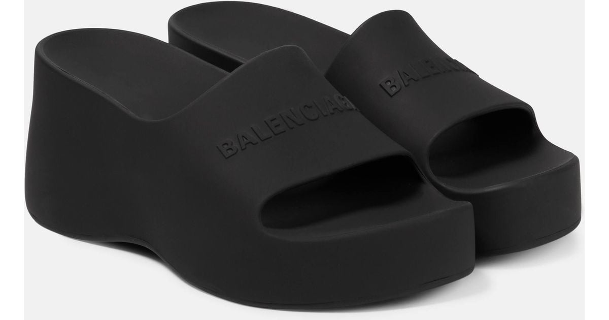 Balenciaga Platform Slides In Black Lyst UK Metal Wall Planter Decor Hanging Fruit Basket