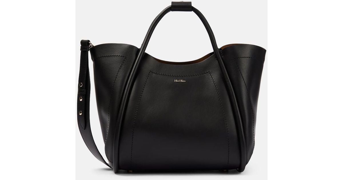Max Mara Marine Leather Tote Bag in Black | Lyst
