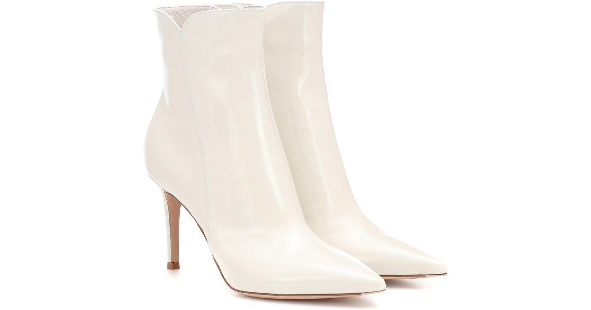 Gianvito Rossi Levy 85 Leather Ankle Boots in White - Lyst
