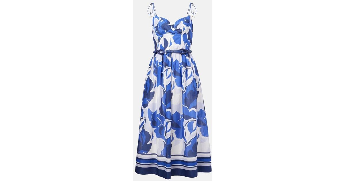 REBECCA VALLANCE ワンピース Paros floral cotton midi 1042172 Paros floral cotton midi dress in blue - Rebecca Vallance