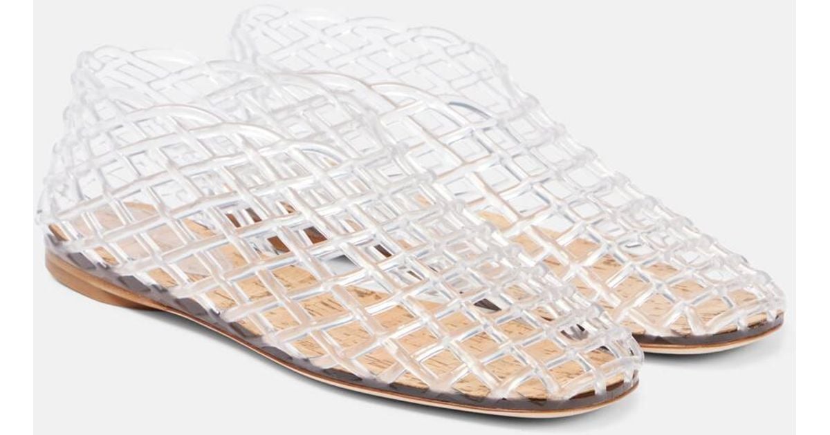 The Row Mara Fishnet Pvc Ballet Flats in White | Lyst The Row Mara Fishnet Pvc Ballet Flats in White | Lyst
